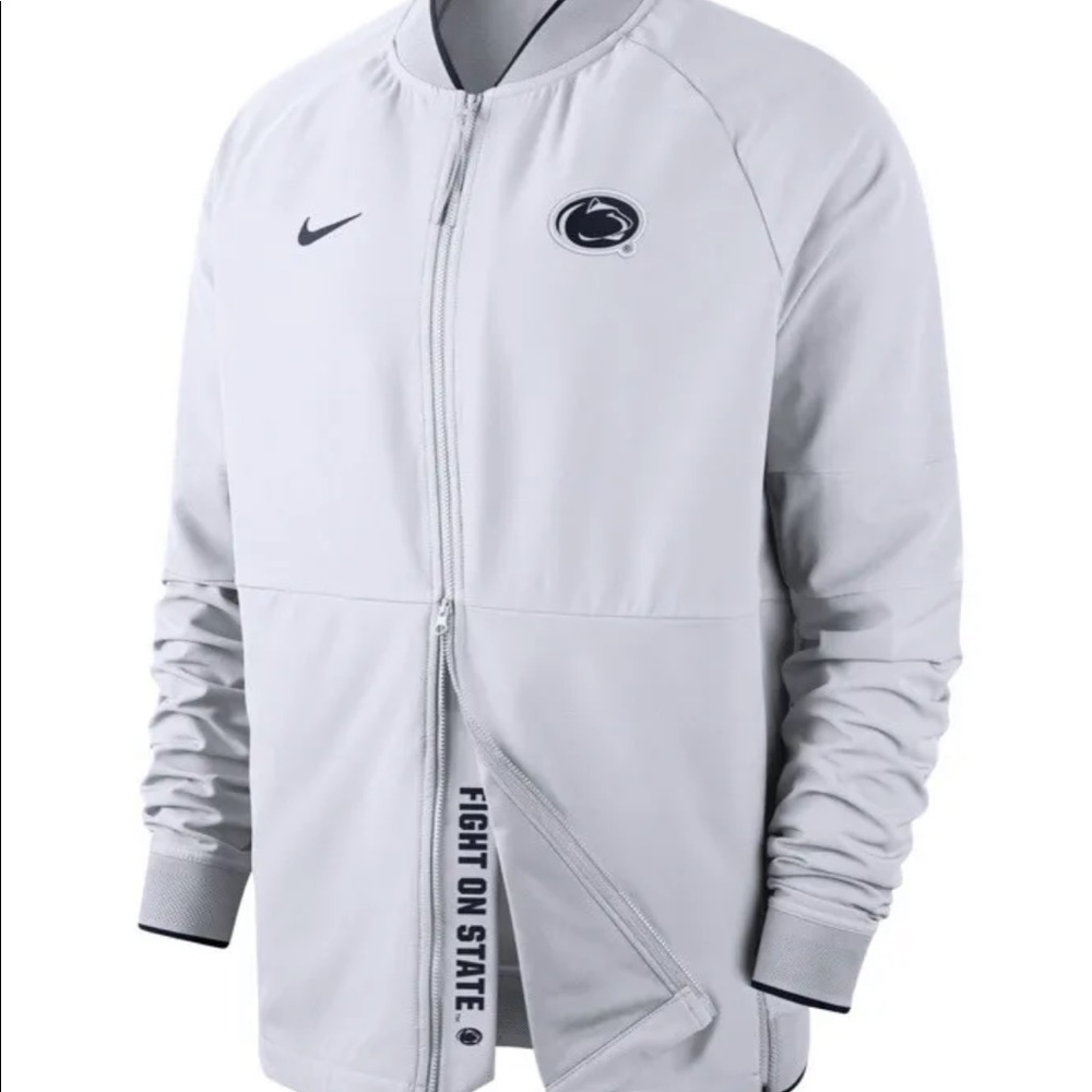 Nike Mens Penn State Nittany Lions Therma Hybrid Full-Zip White Jacket Large